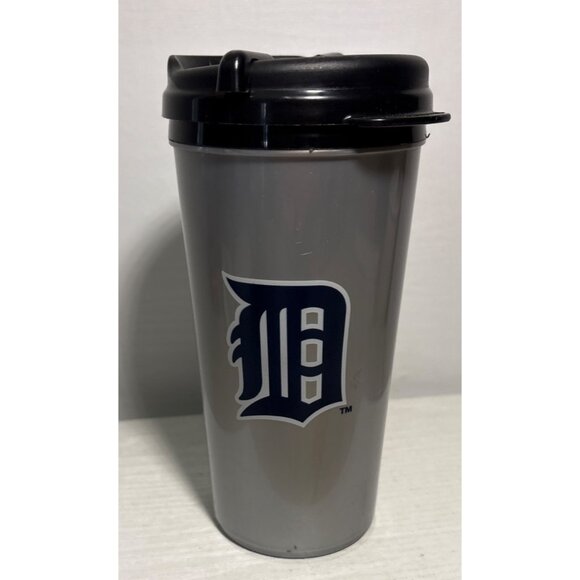 Detroit Tigers Travel Mug 16 Oz By Whirley MLB 2011 Plastic Silver & Black Lid - Picture 2 of 7